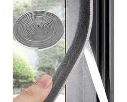 Ulisem - Tochtstrip - Zelfklevend geluiddempend - 0.9x0.5 cm - 10 meter lang - Voor deur en raam - Hoog dicht borstel - Weerbestendig en duurzaam - Grijs - Eenvoudig installatie