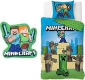 Minecraft slaapkamerset; dekbedovertrek en kussen