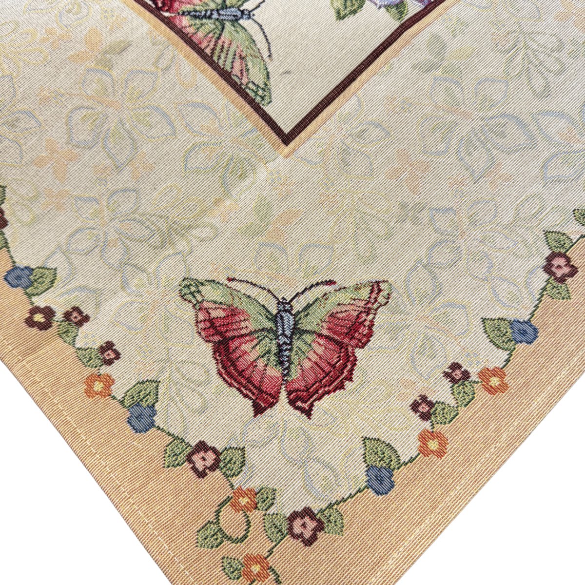 Tafelkleed - luxe gobelinstof - Butterfly - Vlinder - Zonnebloem - Vierkant 100 x 100 cm
