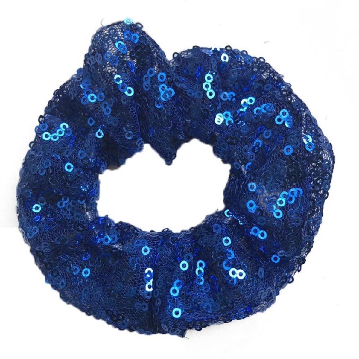 SnelShoppen - 1 stuk Pailletten Haarelastiekjes voor Dames, Scrunchies Haarringen, Elastische Dikke Haarband, Koningsblauw Haaraccessoire voor Paarden