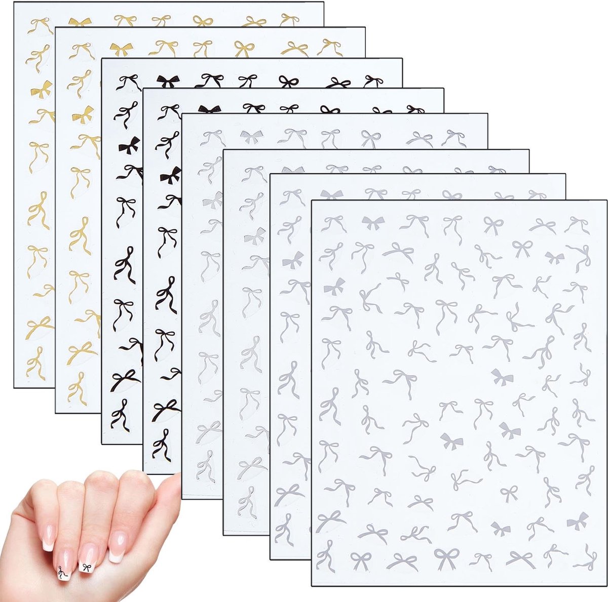 Dailygoods - 8 Vellen Nagelkunststickers met Strik Design