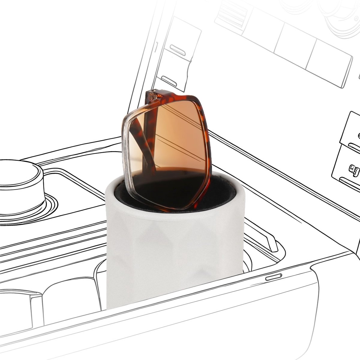 Dailygoods - Innovra - Dailygoods - Autobekerhouder met Zonnebrilstandaard van Siliconen