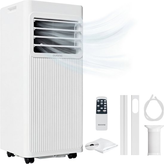 Mobiele airco 7000 BTU Auronic 3-in-1 koeler ventilator ontvochtiger met raamafdichting voor kiep- en schuiframen