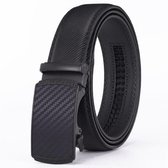 Rhinobelt - Riem Heren Automatische Gesp - Ceintuur Heren - Riem Zonder Gaatjes - Echt Leer - Perfecte pasvorm - 120CM - Zwart Carbon