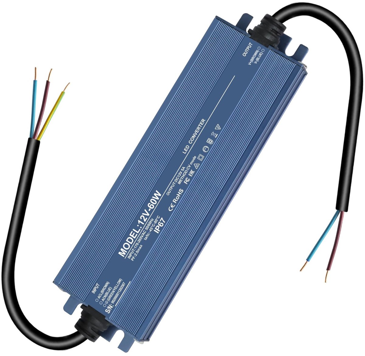 Dailygoods - Dailygoody - LED-transformator 12 V - Waterdicht - 60 W - IP67 - Niet dimbaar - Flikker- en ruisvrij - Geschikt voor MR16 G4