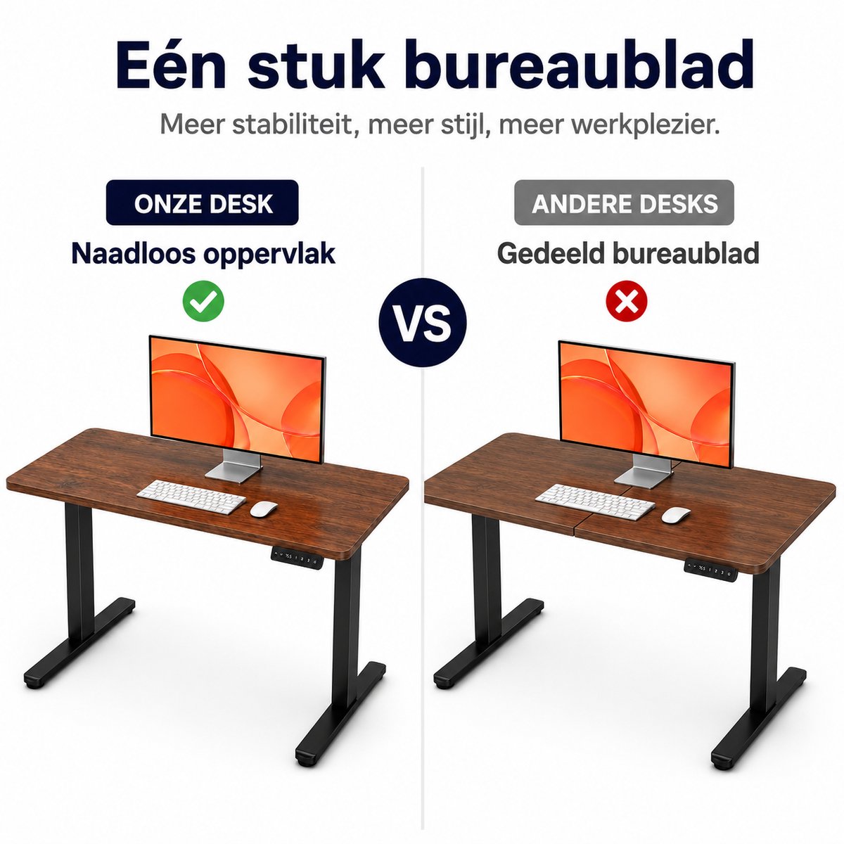 YYchan Zit Sta Bureau Elektrisch 120x60 - Gaming Bureau - Elektrisch verstelbaar - Tafelblad uit één stuk - Geheugenbediening, Stabiel T-Frame, met Koptelefoonhaak - Hoogteverstelbaar 72–118 cm - Walnoot Zwart thumbnail 2