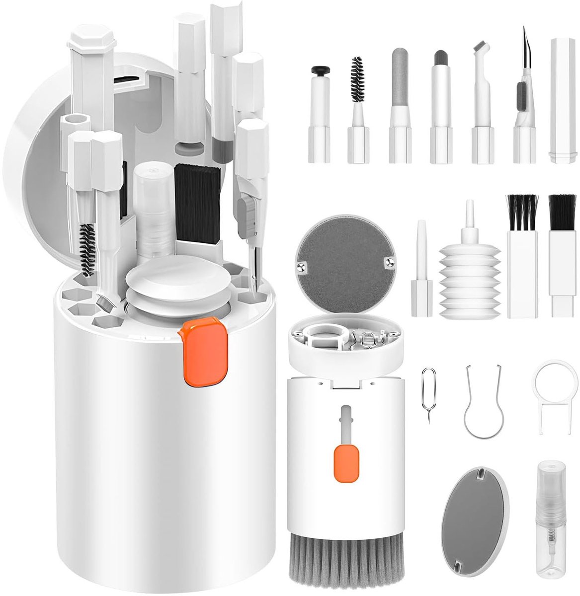 Multifunctionele 20-in-1 Toetsenbord Reinigingsset Q20 – Computer, Scherm & Oordopjes Reinigingskit – Wit