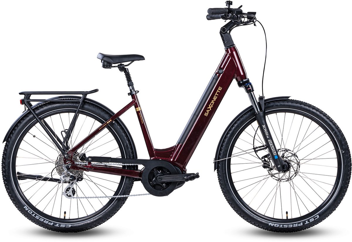 Saxonette Deluxe SUV Easy ebike midmotor 8 sp 14.5 Ah wijnrood
