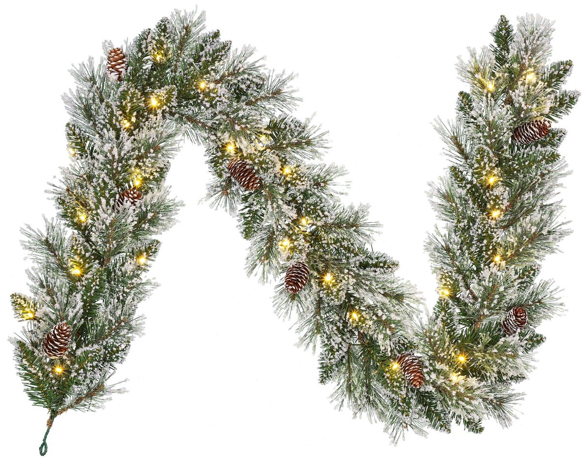Black Box Trees Vandans Guirlande met LED Verlichting - L180 cm - Groen Frosted