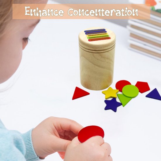 Montessori houten stokjes speelgoed voor 3 jaar - 8 kleuren sorteerspeelgoed - Natuurlijk houten peuter sensorisch matching spel - Verjaardagscadeau voor jongens en meisjes — afbeelding 5