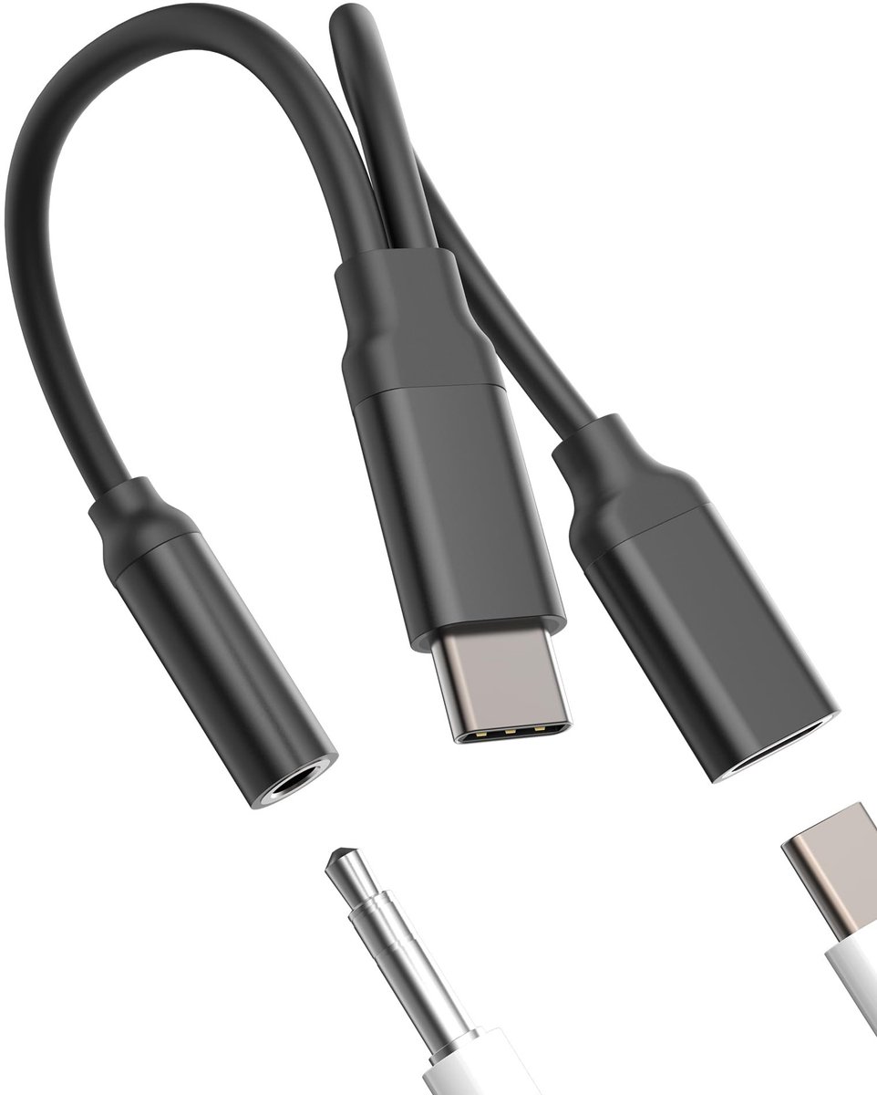Dailygoods - USB C naar Jack 3,5 mm Hoofdtelefoonadapter (2-in-1)