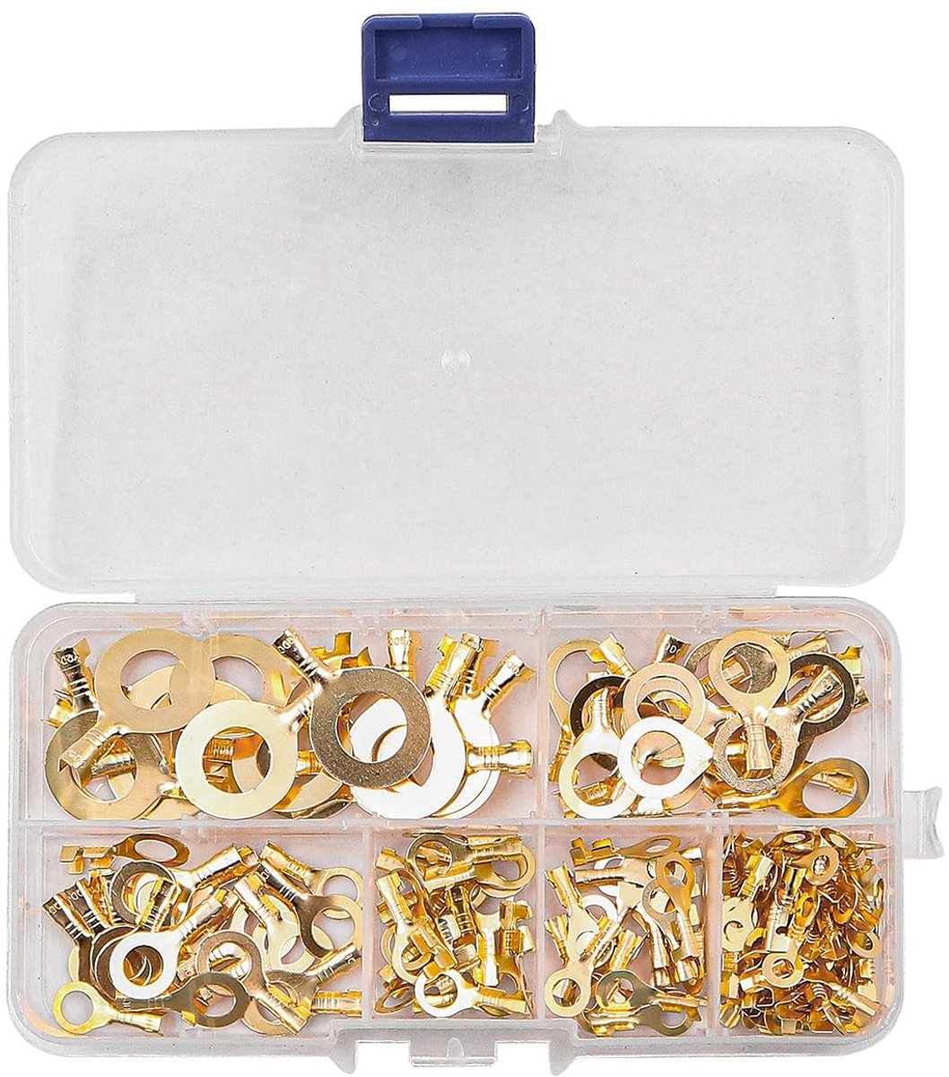 Dailygoods - Dailygoody - Ring Terminals - Draad Connectors - 150 Stuks - Goud - Koperen Kabelschoenen - Geschikt voor Machinebouw en Huishoudelijke Apparaten - M3