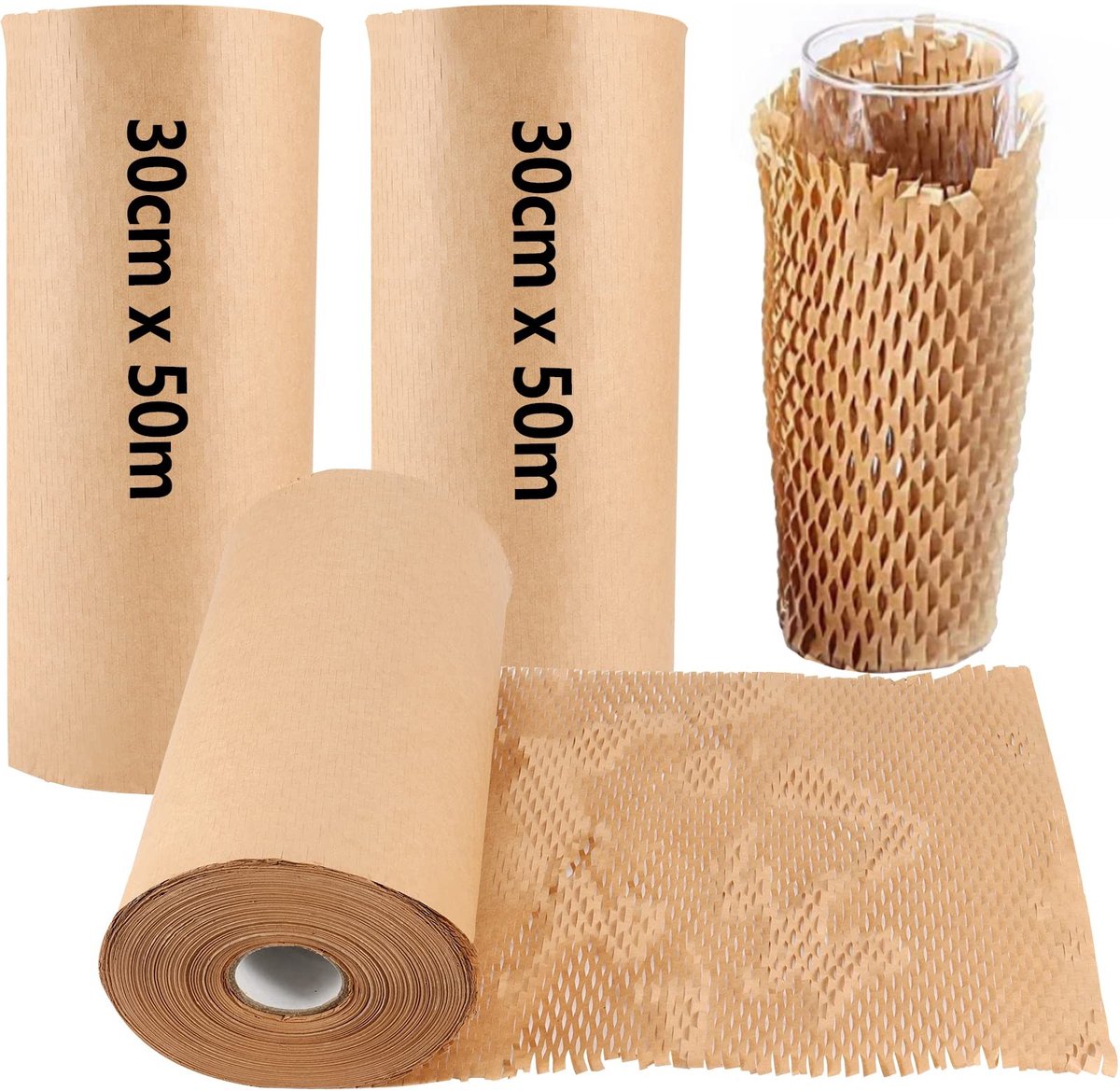 Dailygoods - Dailygoody - Honingraatpapier - Verpakking en Bescherming - 30 cm x 50 m - Demping Wrap Papier - Breekbare Voorwerpen - Ruimtebesparend