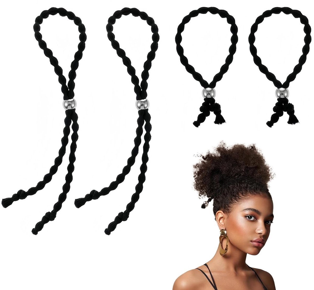Dailygoods - Dailygoody - Verstelbare haarelastiekjes - Antislip design - Voor dik haar - Puff cuff haarelastiek - Dreadlock haarbanden - Ideaal voor afro-haar
