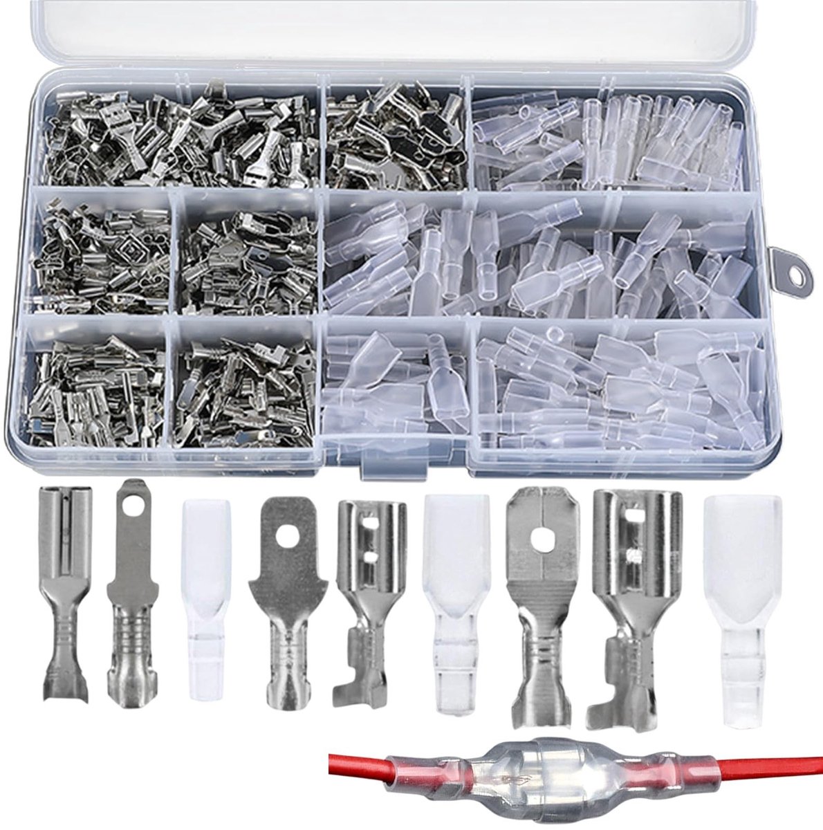 Dailygoods - Dailygoody - Kabelschoen Set - 270-delige Set - Platstekkers 2.8mm, 4.8mm, 6.3mm - Voor Auto en Motor - Elektrische Toepassingen - Duurzaam en Betrouw...