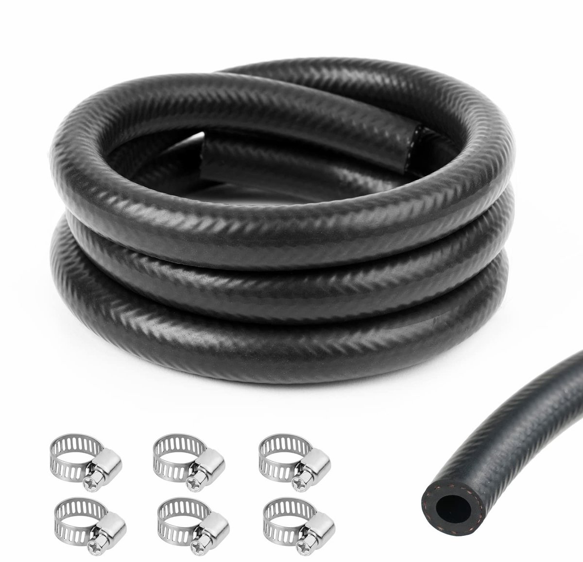 Dailygoods - Dailygoody - Brandstofleidingslang - Brandstofslang 8 mm - Geschikt voor vrachtwagens en auto's - 3,28 ft - Slangklemmen inbegrepen - Ideaal voor trac.