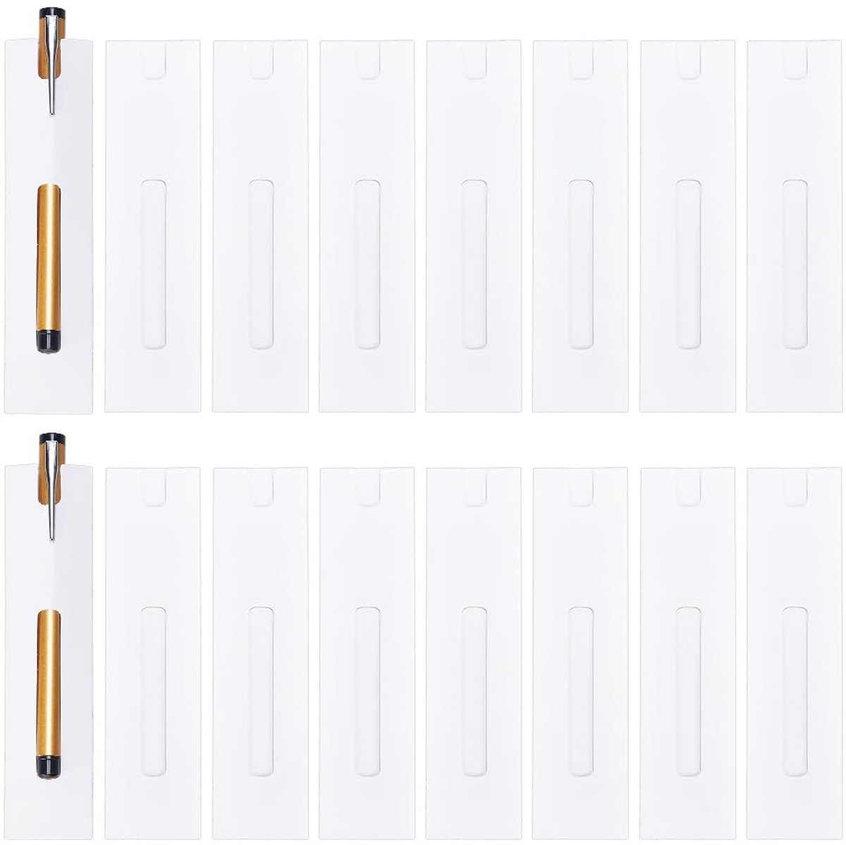 Dailygoods - Dailygoody - Kraft Pen Geschenkdozen - Witte Slip-in Verpakking - Perfect voor Display - 50 Stuks - Ideaal voor Kantoor en School - 15,4x3,9cm