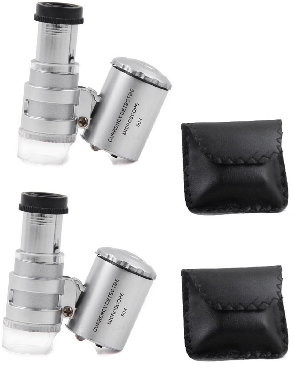 Dailygoods - Set van 2 Mini-Zakmicroscopen met LED en UV-Licht
