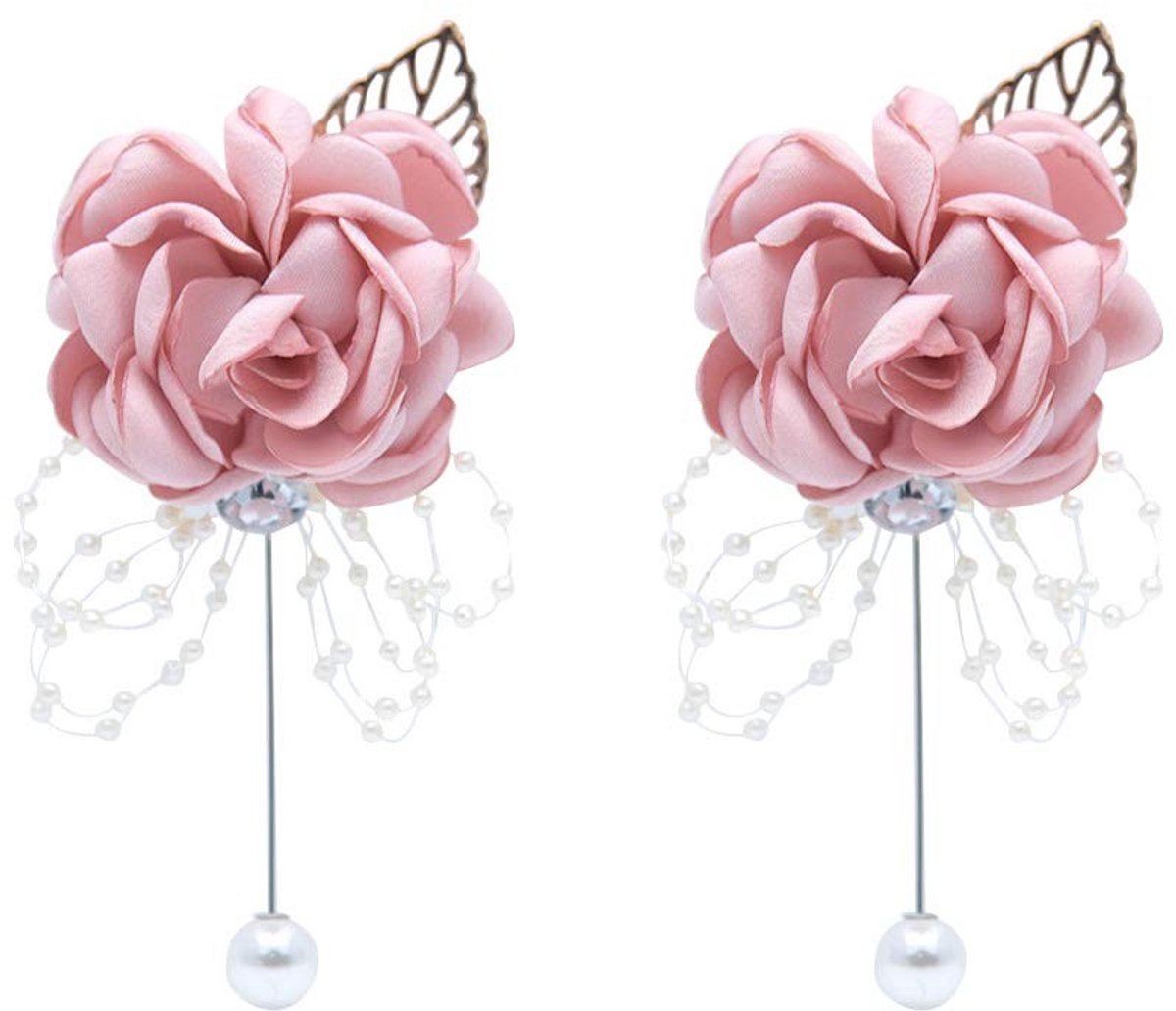 Dailygoods - Dailygoody - Bruiloft Decoratie - Bruidsmeisje Corsages - Elegant en Romantisch - Champagne - Handgemaakt met Rozen - Geschikt voor Feesten en Jubilea...