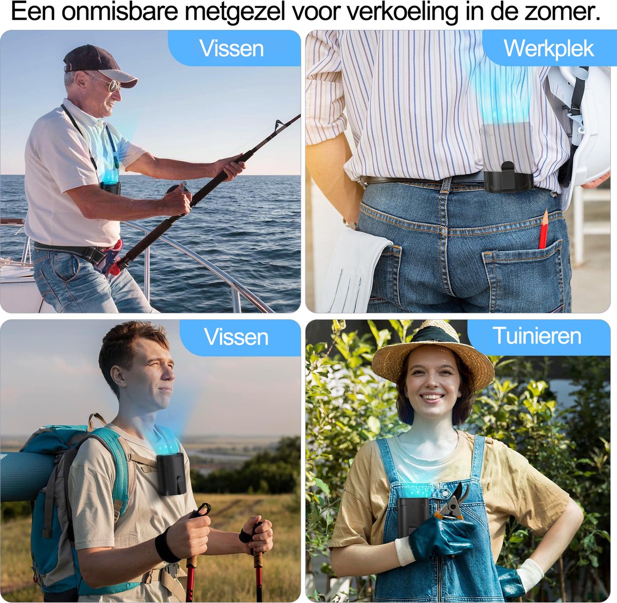 Svintora Handventilator - Draagbare Mini Ventilator 3000 mAh -Oplaadbaar NekVentilator Met koeling - 4 Standen - Zwart — afbeelding 6