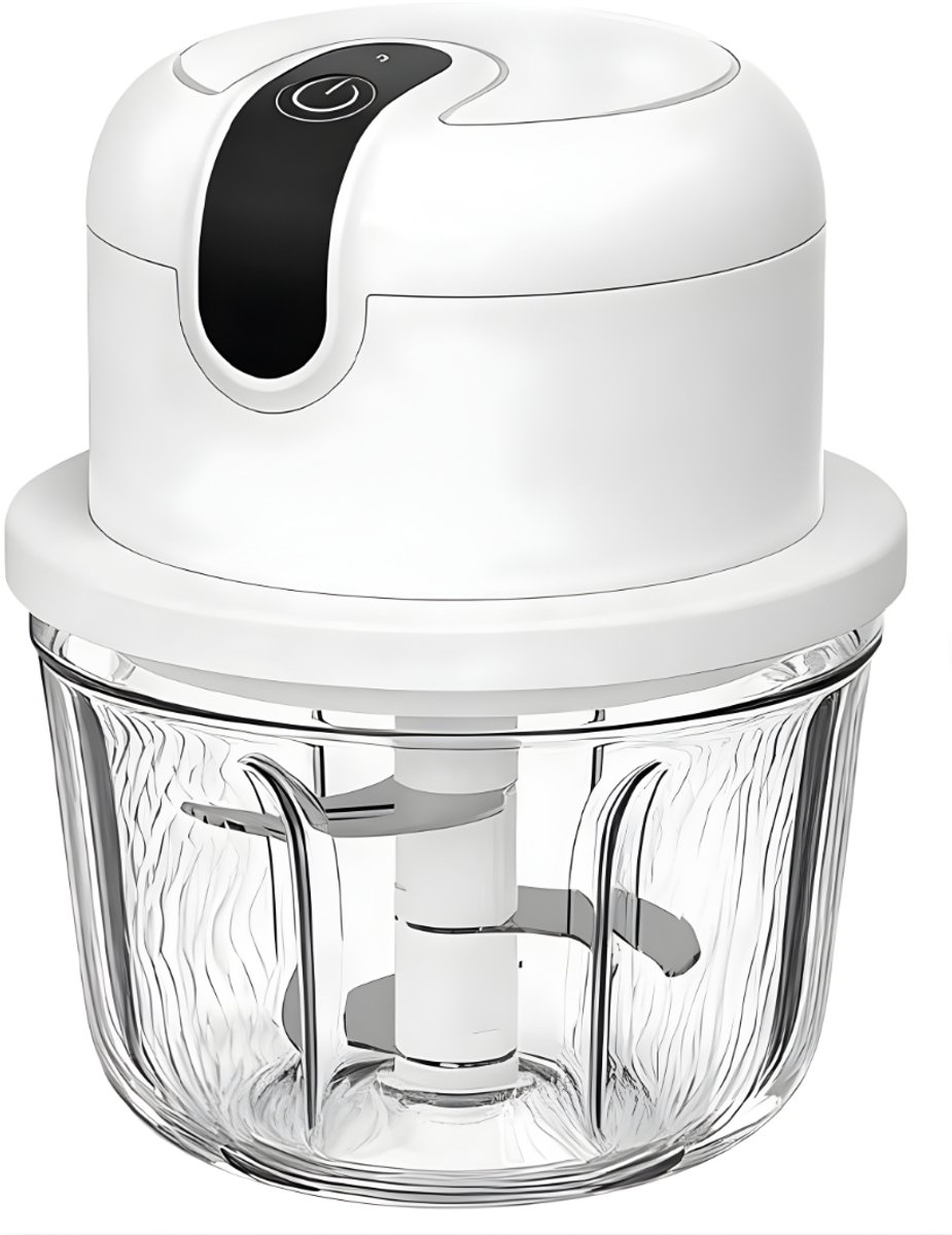 KAD® Elektrische Hakmolen - 350ml - Food Chopper - Vaatwasserbestendig - Wit - 11cm x 11cm x 13cm