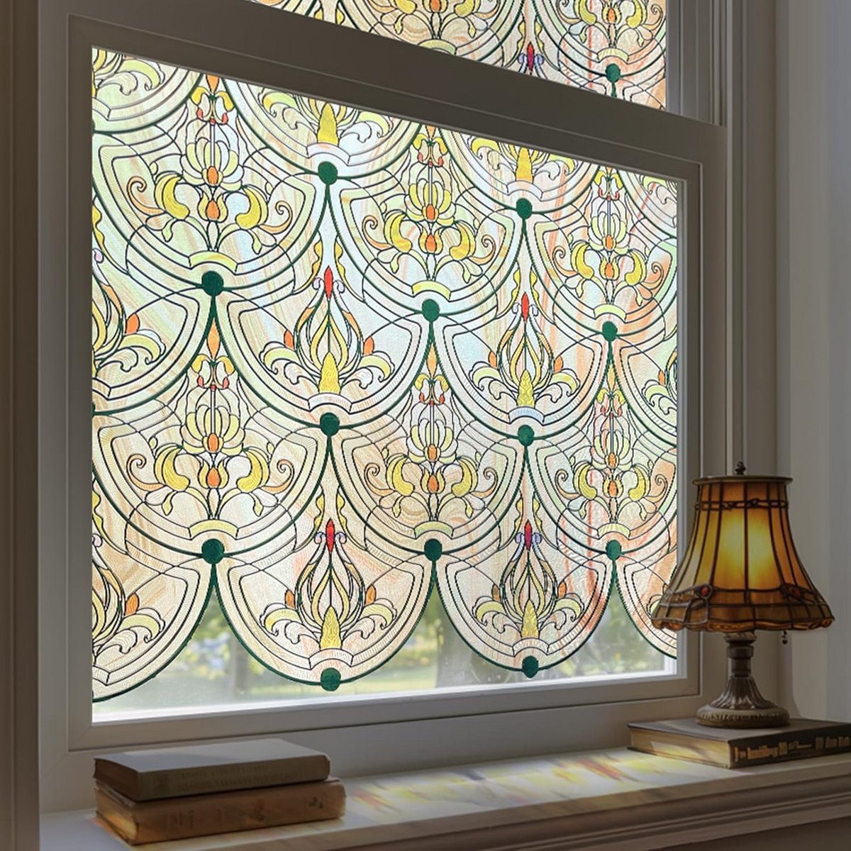 Raamfolie Glas in Lood - Zelfklevend - Decoratieve Folie - Privacy Glas - Zonder Lijm - St