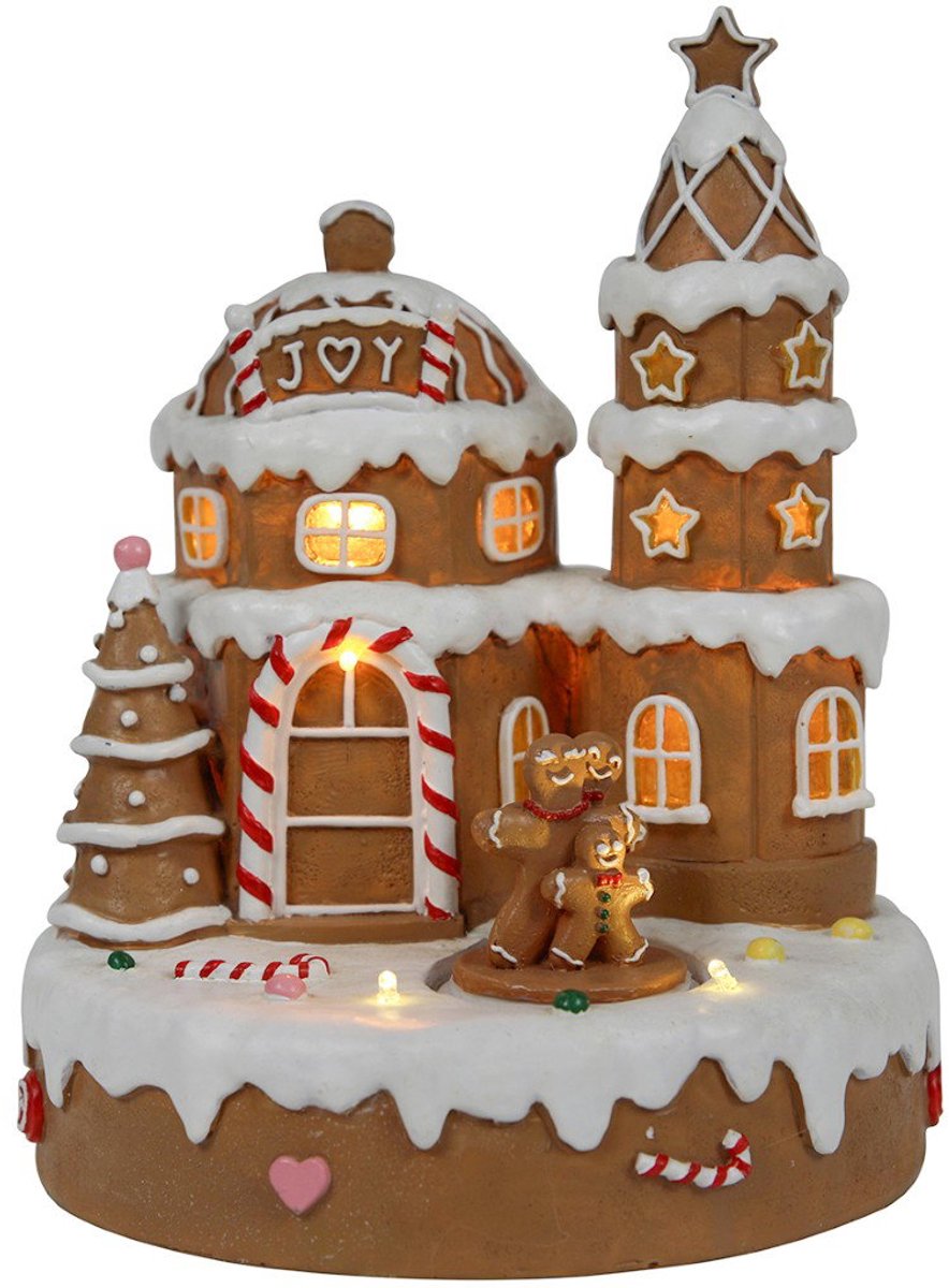 Kerst snoephuis LED 23 cm m/muziek 3xAA HIT