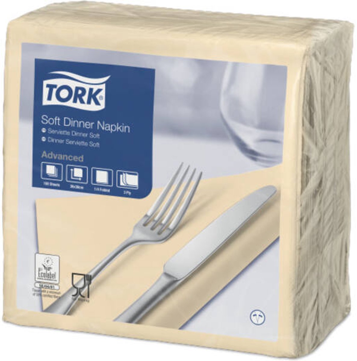 Tork 477583 soft dinnerservet advanced zand 39x39 cm 3-laags 1200 stuks (477583)