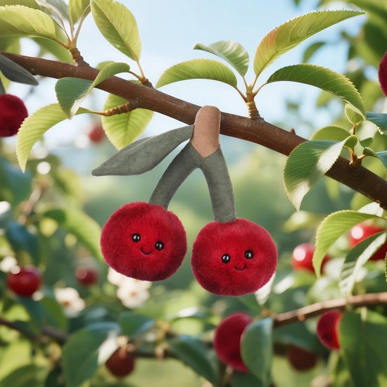 Pluche Kers Speelgoed - Zacht Knuffelbeest - Babykamer Decoratie - Handgemaakt Ontwerp - 20 cm - Rood — afbeelding 3