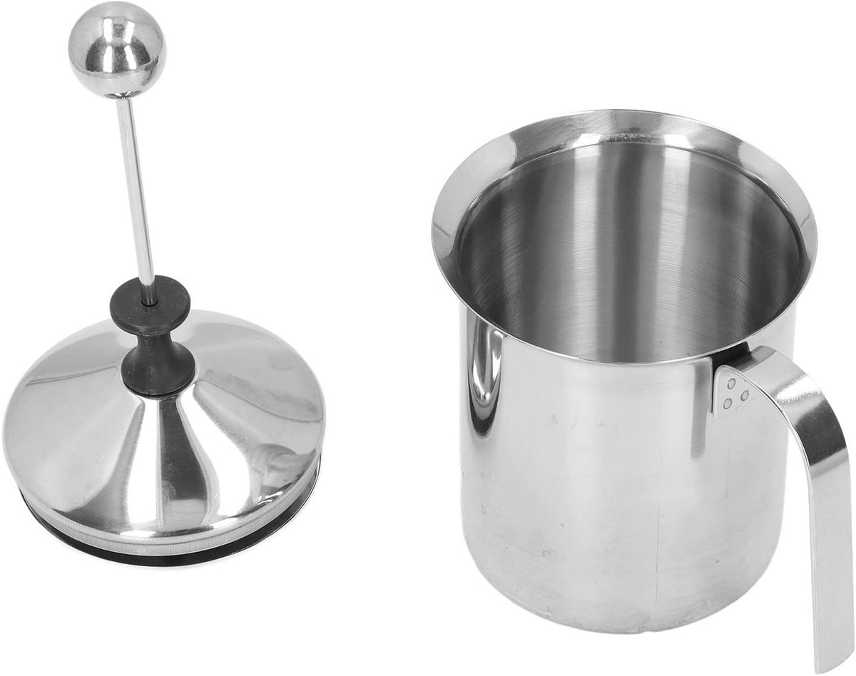 800ML Handmatige Melkschuimer - Dubbellaags RVS Melkopschuimer voor Cappuccino en Latte