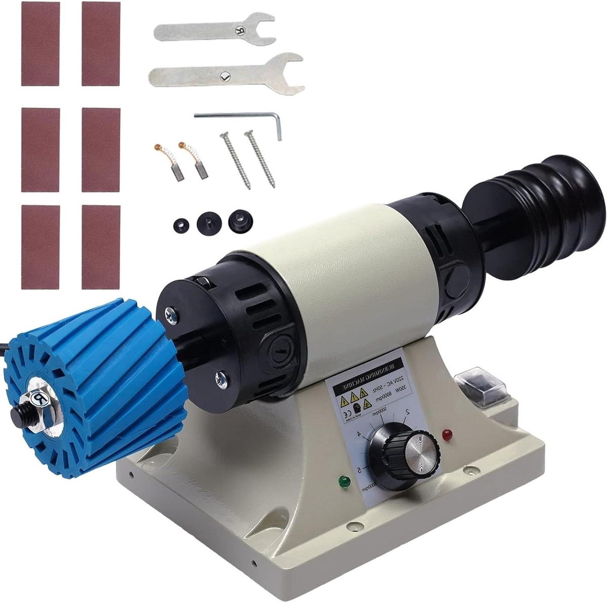 Elektrische Leer Polijstmachine - Randafwerkmachine Slijpmachine - Lederbewerking - Instelbare Snelheid - 0-8000 RPM - Grijs