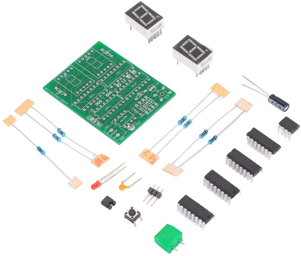 Dailygoody - 30-60s Teller Module Kit - DIY Elektronica - Eenvoudige Stopwatch - Geschikt voor Onderwijs - LED Display - Creatief Solderen