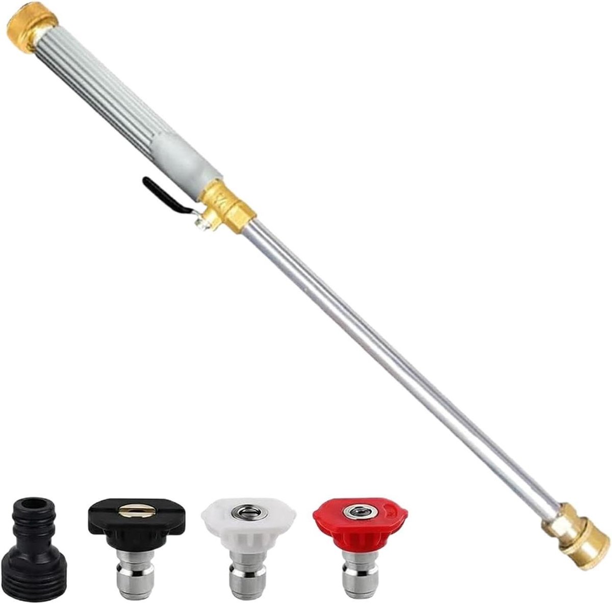 Hogedrukspuit Tuinslang - Reinigingsspuit Sproeistok - Buiten Schoonmaken - Messing Aansluiting - 48 cm - Grijs