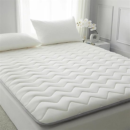 Matras Tatami Opvouwbaar - Vloermatras Slaapmat - Ruimtebesparend Slapen - Ademende Tencel Stof - King 193x203 cm - Wit — afbeelding 4