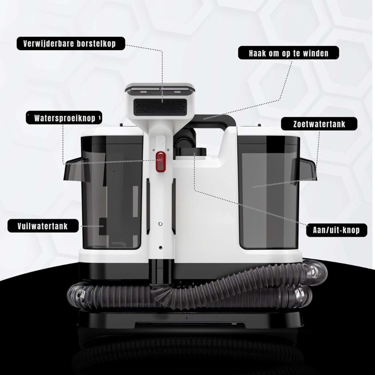 AHD® Vlekkenreiniger - Vlekkenreinigers - Tapijtreiniger Machine - Vlekkenreiniger Bank - Zwart/Wit - 18cm x 30cm x 36cm