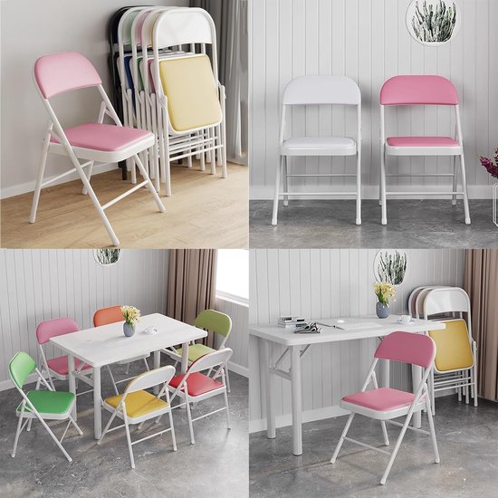 Klapstoel Gestoffeerd - Vouwstoel Diner - Extra Zitplaats Creëren - Stevig Metalen Frame - 45 x 46 x 77 cm — afbeelding 2
