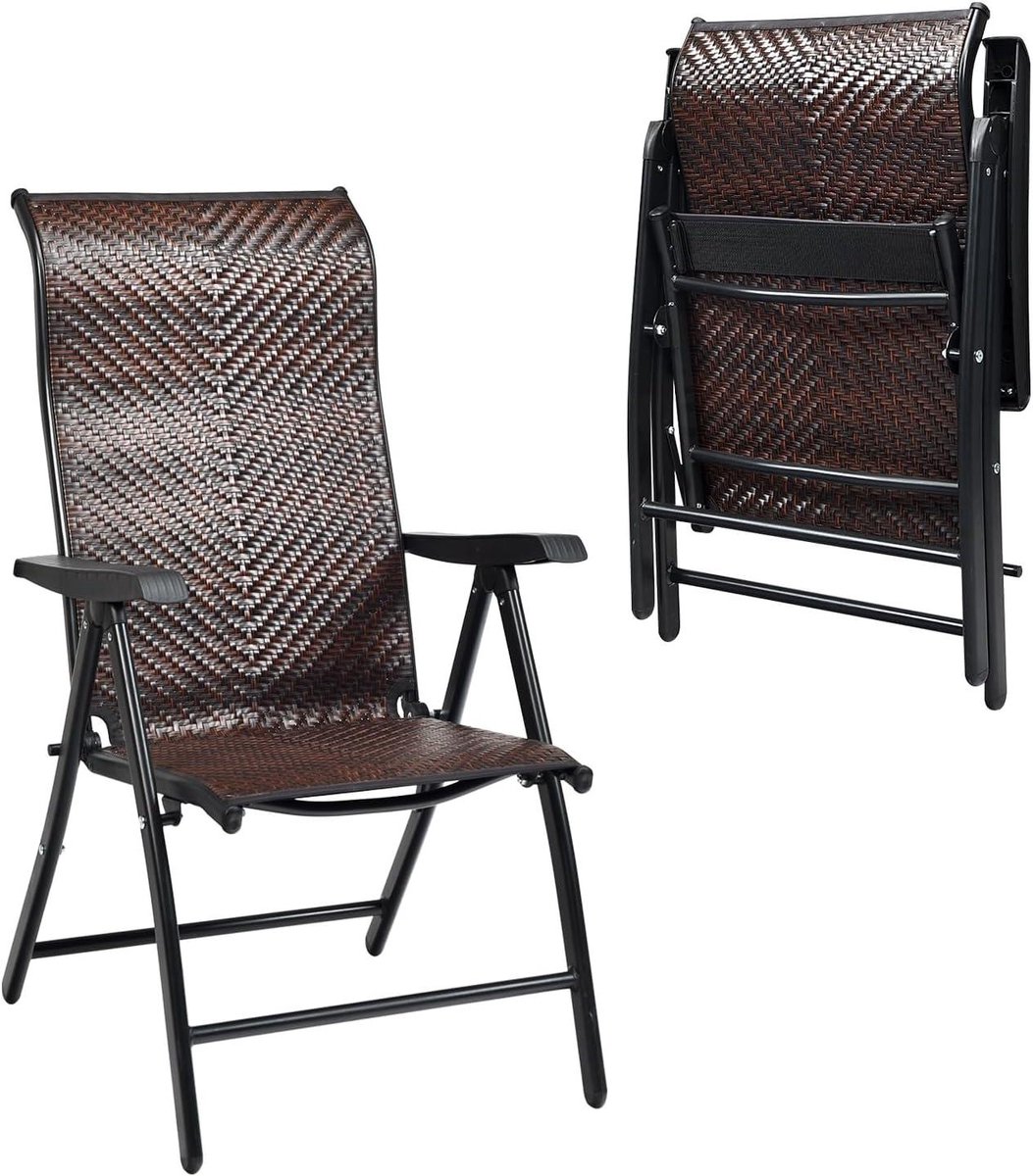 Inklapbare Tuinstoel - Ligstoel Loungechair - Ontspannen Buiten Zitten - 5-Weg Verstelbare Rugleuning - 58 x 69 x 85-112 cm