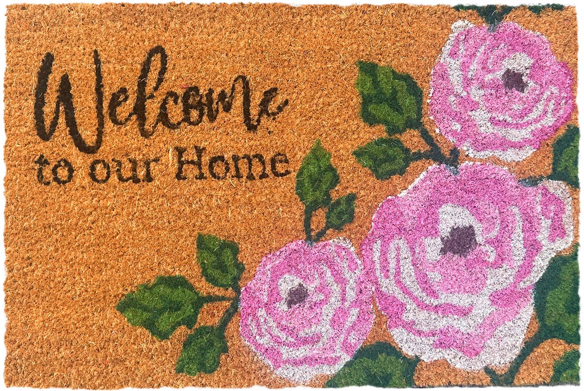 Deurmat kokos - welcome to our home - 60 x 40 cm - antislip