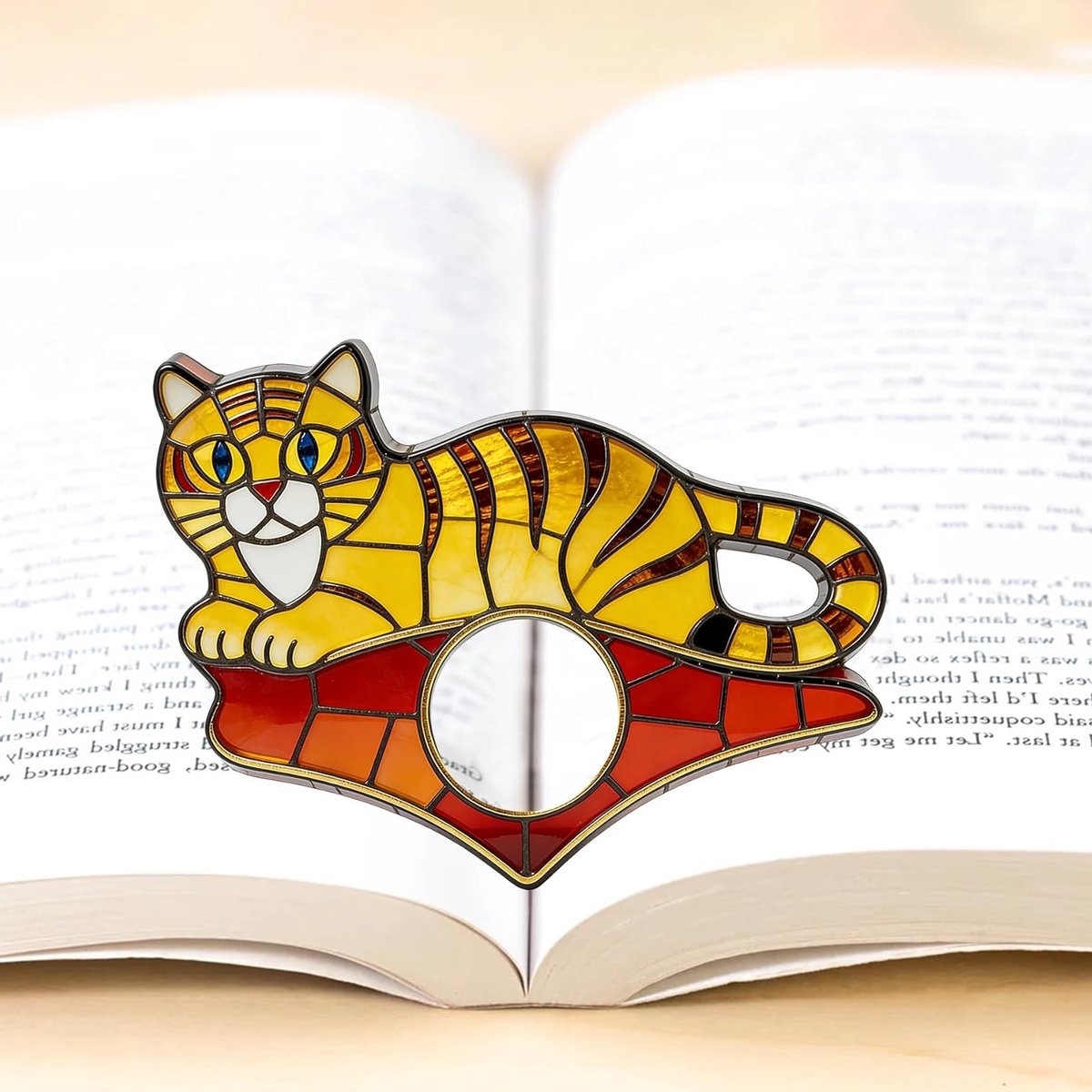 Tijger Boekpaginahouder van Acryl met Duim, Handige Pagina Houder voor Lezen, Lichtgewicht Leesaccessoire voor Boeken, Ideaal voor Romans en Notitieboeken, Perfect Cadeau voor Boekenliefhebbers en Lezers