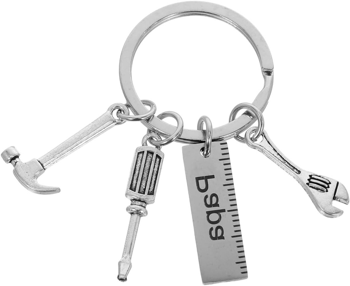 Stalen Sleutelhanger met Hamer, Schroevendraaier en Moersleutels - Perfect Cadeau voor Vader, 2.8 x 2.5cm