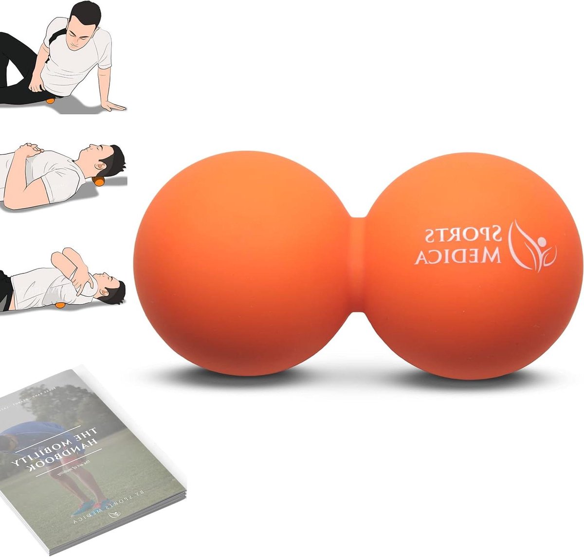 Pinda Massagebal - Dubbele Bal - Spierontspanning - Triggerpoint Therapie - 16.4 x 10.4 x 7.6 cm - Oranje