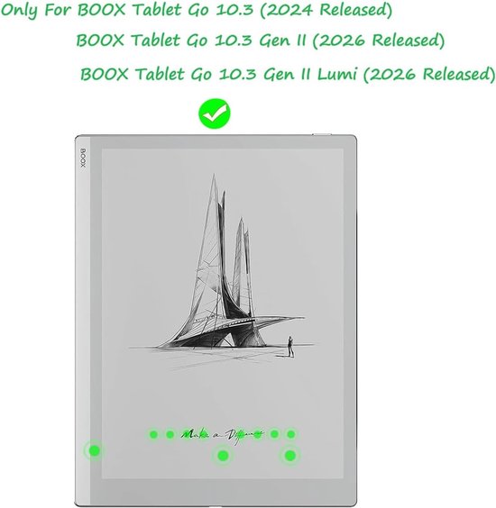 Tablethoes - Beschermhoes E-reader - E-reader Beschermen - Magnetische Penhouder - 10.3 inch - Donkergroen — afbeelding 2