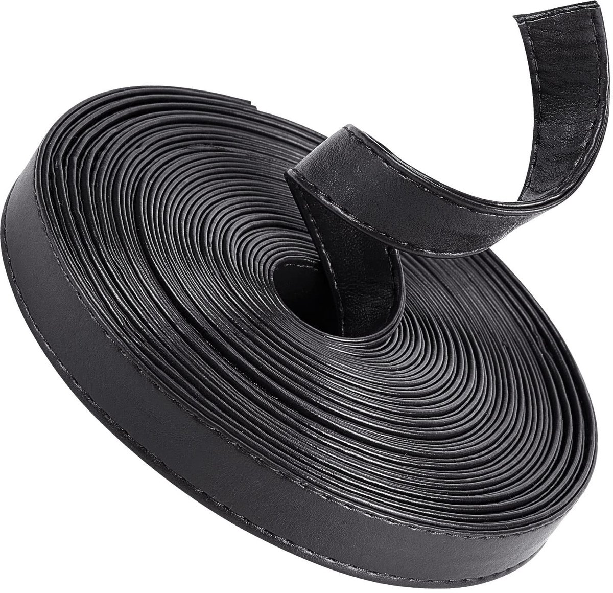 Dailygoody - Dubbelzijdige leren strips - Leren band voor knutselwerk - Zwart - Plat koord - Voor schoudertas - 5 m x 15 mm