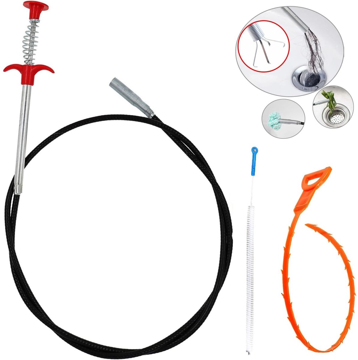 Dailygoody - Afvoerreiniger - Afvoeren - Set van 3 - Meerkleurig - Wastafels - Voor verstopte douches en afvoeren