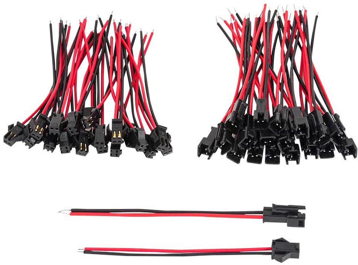Dailygoody SM Connectors - 20 Pairs - 2mm 2 Pin Plug en Bushing - 135mm Kabel - LED Verlichting - Geschikt voor Elektronische Apparaten