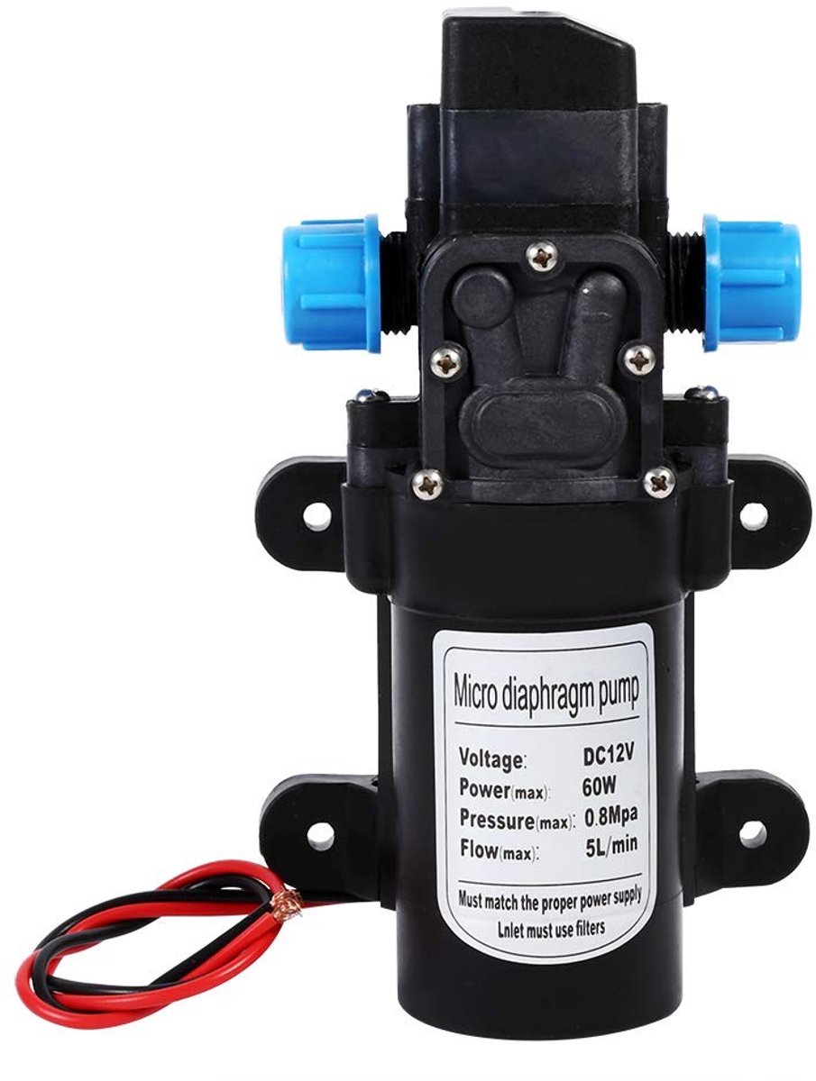 Dailygoody - Zelfaanzuigende waterpomp - 12V hogedrukpomp - Efficiënt en betrouwbaar - Zwart - 5L/min waterafvoer - Ideaal voor tuin en camper