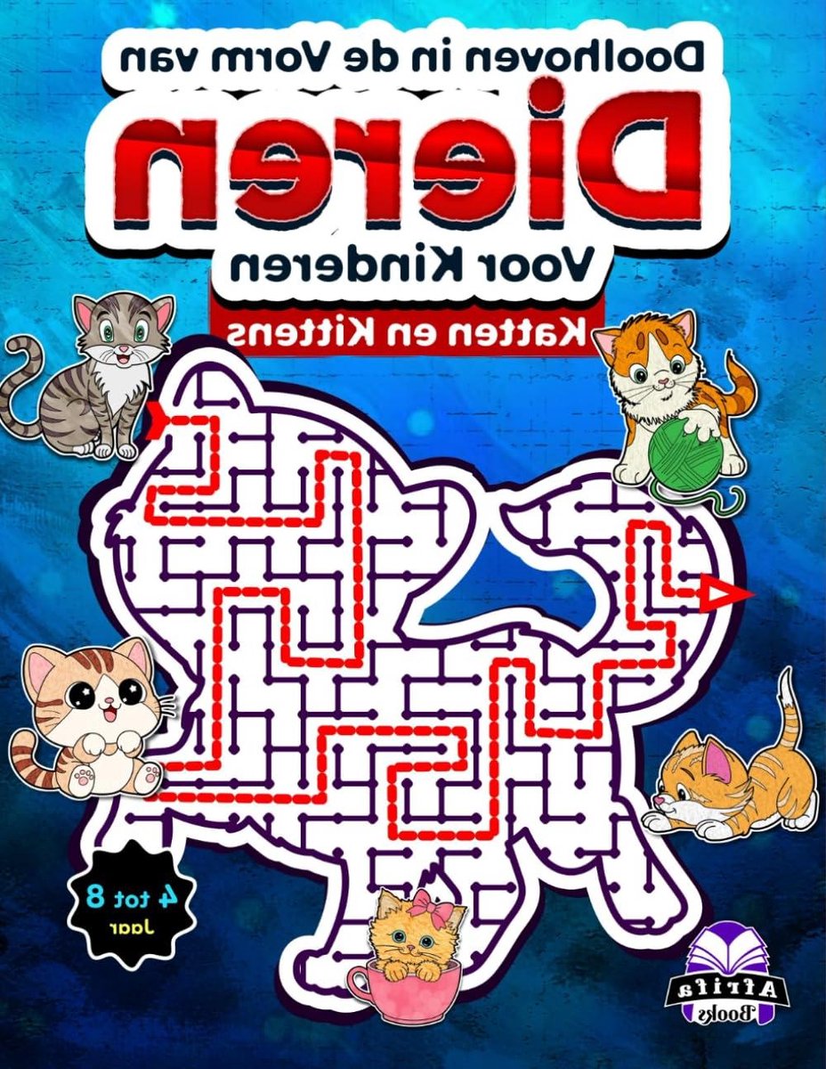 Doolhof Puzzelboek - Dieren Puzzels - Kinderen Leren - 100 Katten Puzzels - 127 Pagina's - Meerkleurig