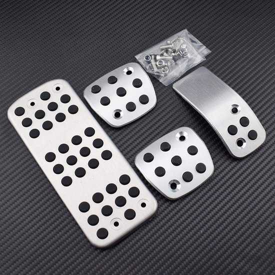 Auto Pedaal Covers - Antislip Pedaal - Verbeteren Rijervaring - Aluminiumlegering & Rubber - Set van 4 - Zilver — afbeelding 2