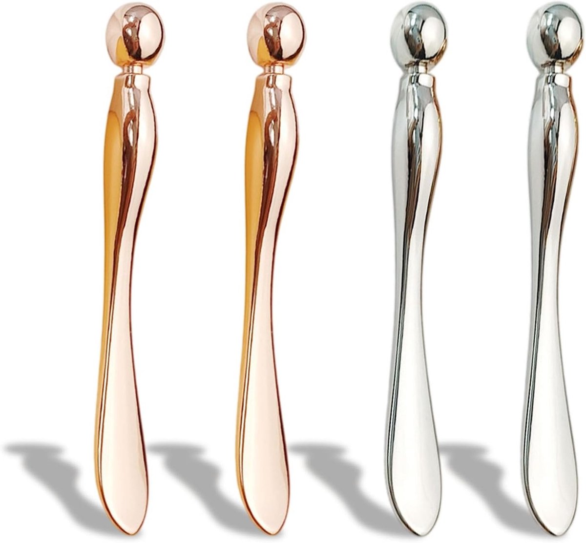 Set van 4 RVS Cosmetische Spatels voor Make-up, Huidverzorging en Mengtools