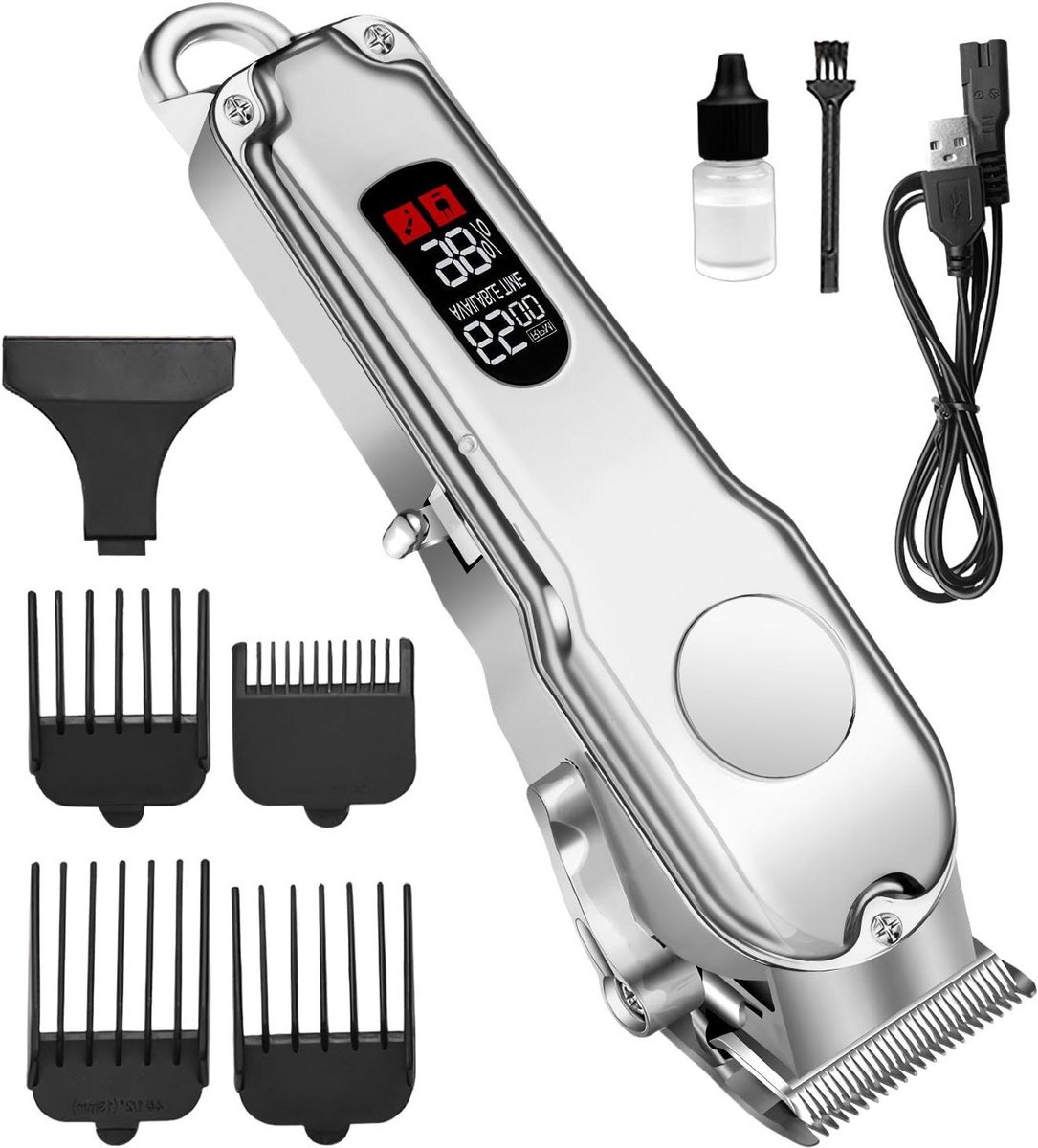 Knipset,Draadloze USB Scheerapparaat - Inclusief 4 Opzetkammen en Haartrimmer Set | Voor Thuisgebruik, Reizen, Verzorging Van Hoofdhaar, Snor, Kinderen, Huisdieren, Mannen En Kappers
